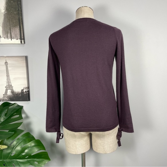BLACK GOAT cashmere silk purple career luxury sweater Sz M - Picture 9 of 14